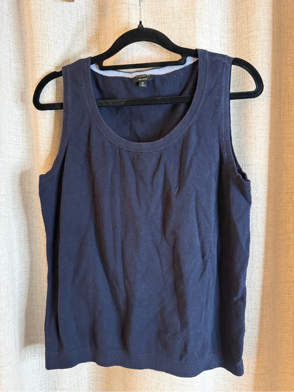 Talbots Midnight Blue Cotton Scoop Neck Tank